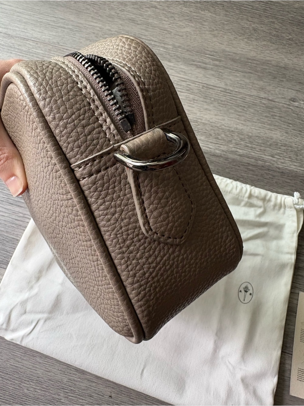 Angela Roi Grace Mini Crossbody [Signet] - Light Mud Gray Pebble Vegan Leather - Picture 7 of 11